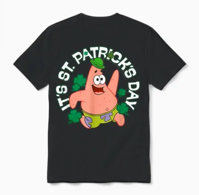 Spongebob Squarepants It's St Patrick's Day T-Shirt, Black Unisex T-Shirt - Black