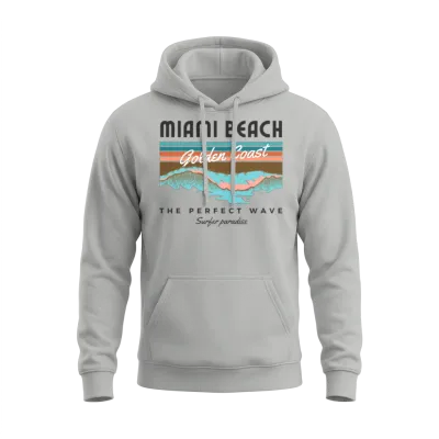 Retro Miami Beach Unisex Hoodie - Ash