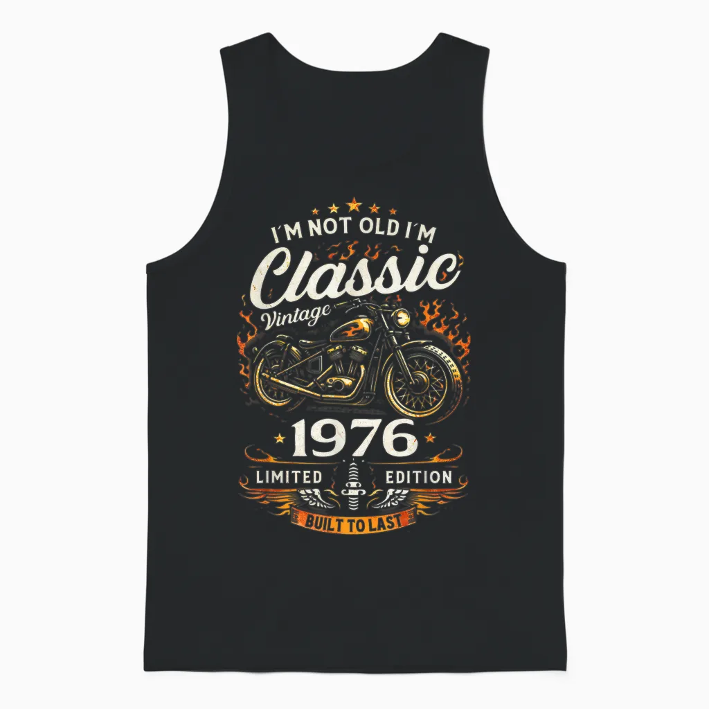 50 Ans Anniversaire Homme Moto Motard Biker 1976 Unisex Tank Top in Black