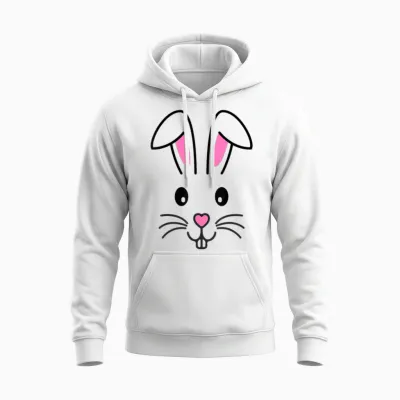 Easter Bunny Face Easter Bunny Face Easter Outfit Cute T-Shirt, White Unisex Hoodie - White