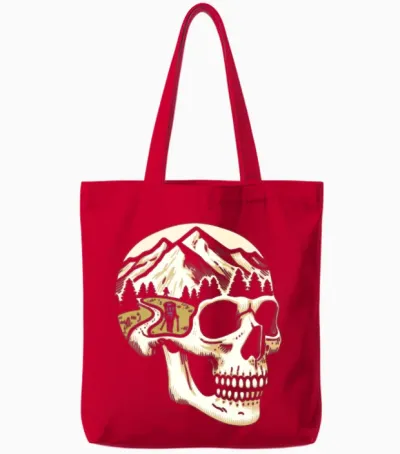 Hiking Hike Skull Tote Bags - Red
