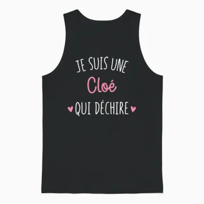 Personalised Gift Women's Name Cloé Qui Déchire Unisex Tank Top - Black