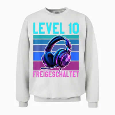 10. Geburtstag 2016 Junge Mädchen Gamer Level 10 Jahre Unisex Sweatshirt - White