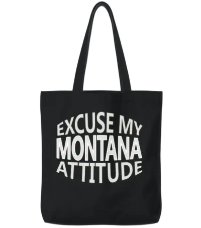 Excuse My Montana Attitude Funny State Pride Tote Bags - Black