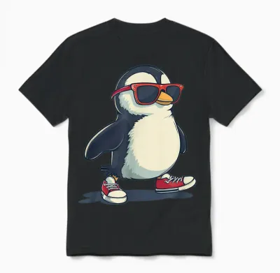 Lustiger Pinguin Mit Coolen Schuhen Und Sonnenbrille Unisex T-Shirt - Black