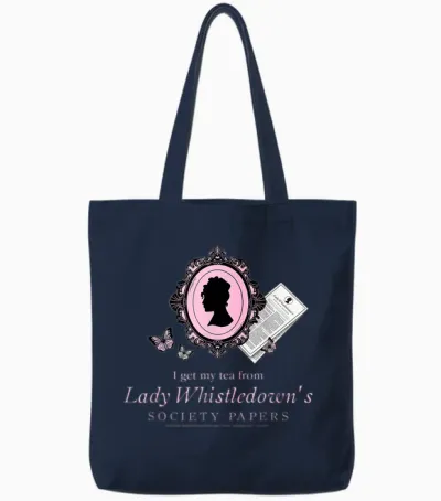 Bridgerton I Get My Tea from Lady Whistledown Tote Bags - Navy