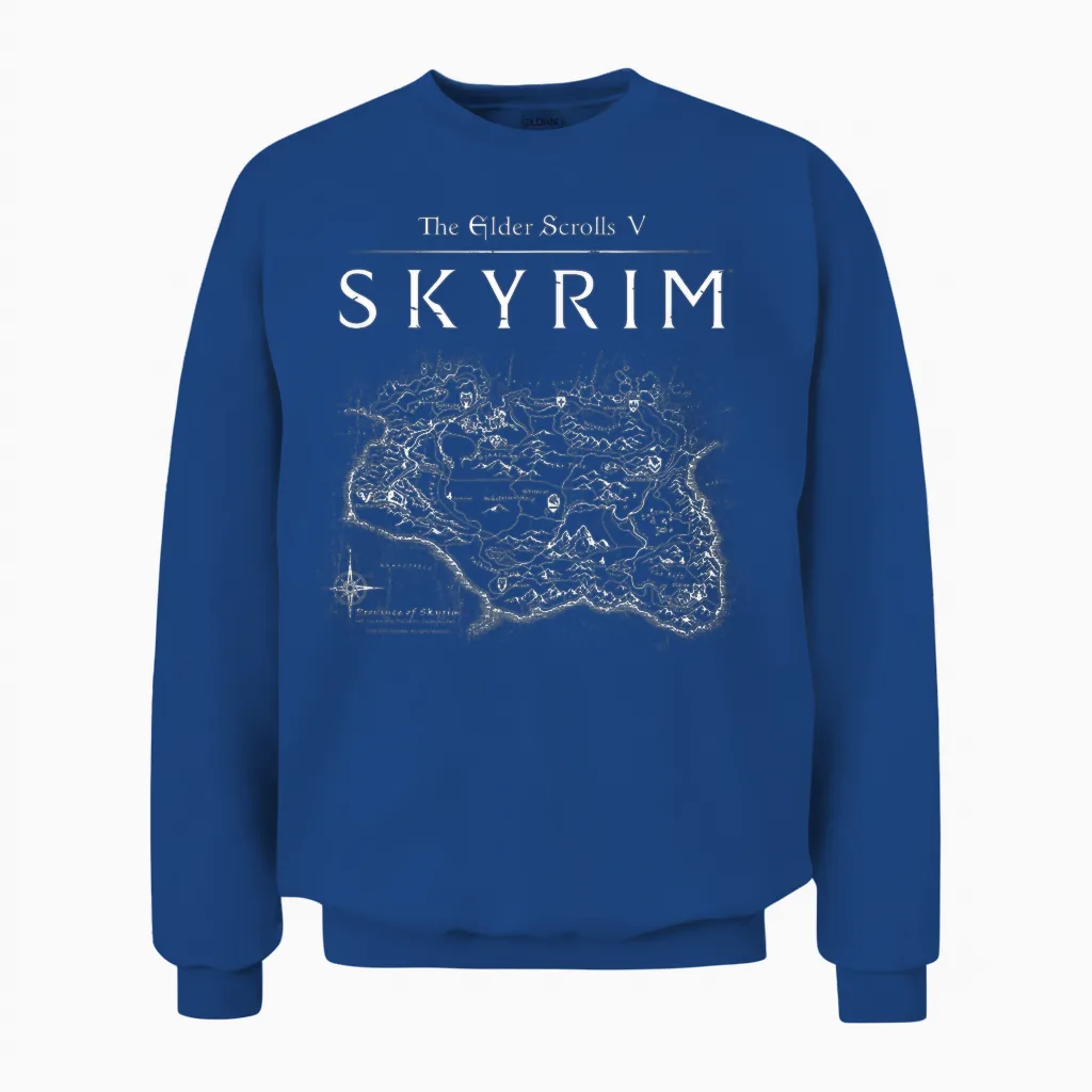 Skyrim Province Map Video Game Unisex Sweatshirt in Royal