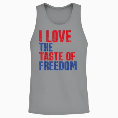 I Love the Taste of Freedom Couples Matching 4th of July Unisex Tank Top - Sport Grey