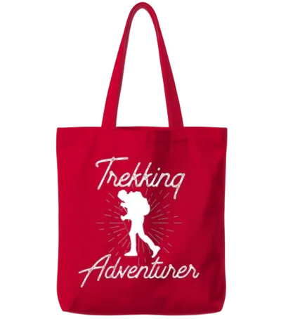 Trekking Adventurer Hike Hiking Hiker Lover Tote Bags - Red