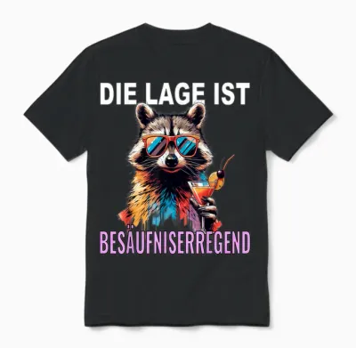 Die Lage Ist Besäufniserregend Waschbär Unisex T-Shirt - Black