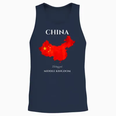 Chinese Flag Souvenir of China Unisex Tank Top - Navy