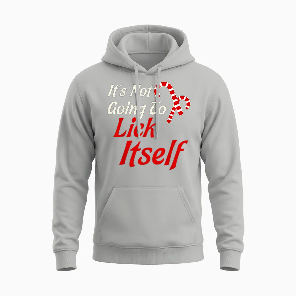 It's Not Going to Lick Itself Adult Short Sleeve Funny Christmas Unisex Hoodie in Ash