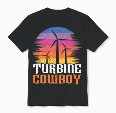 Turbine Cowboy Wind Renewable Energy Windmill Unisex T-Shirt - Black