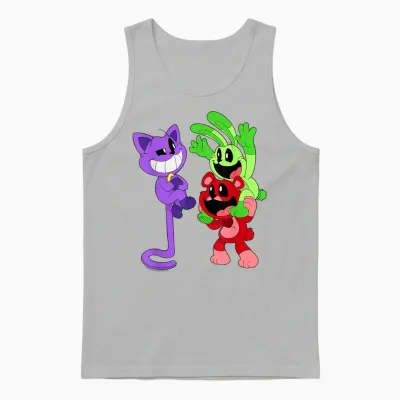 Poppy Playtime Catnap Bobby Bearhug & Hoppy Hopscotch Unisex Tank Top - Ash