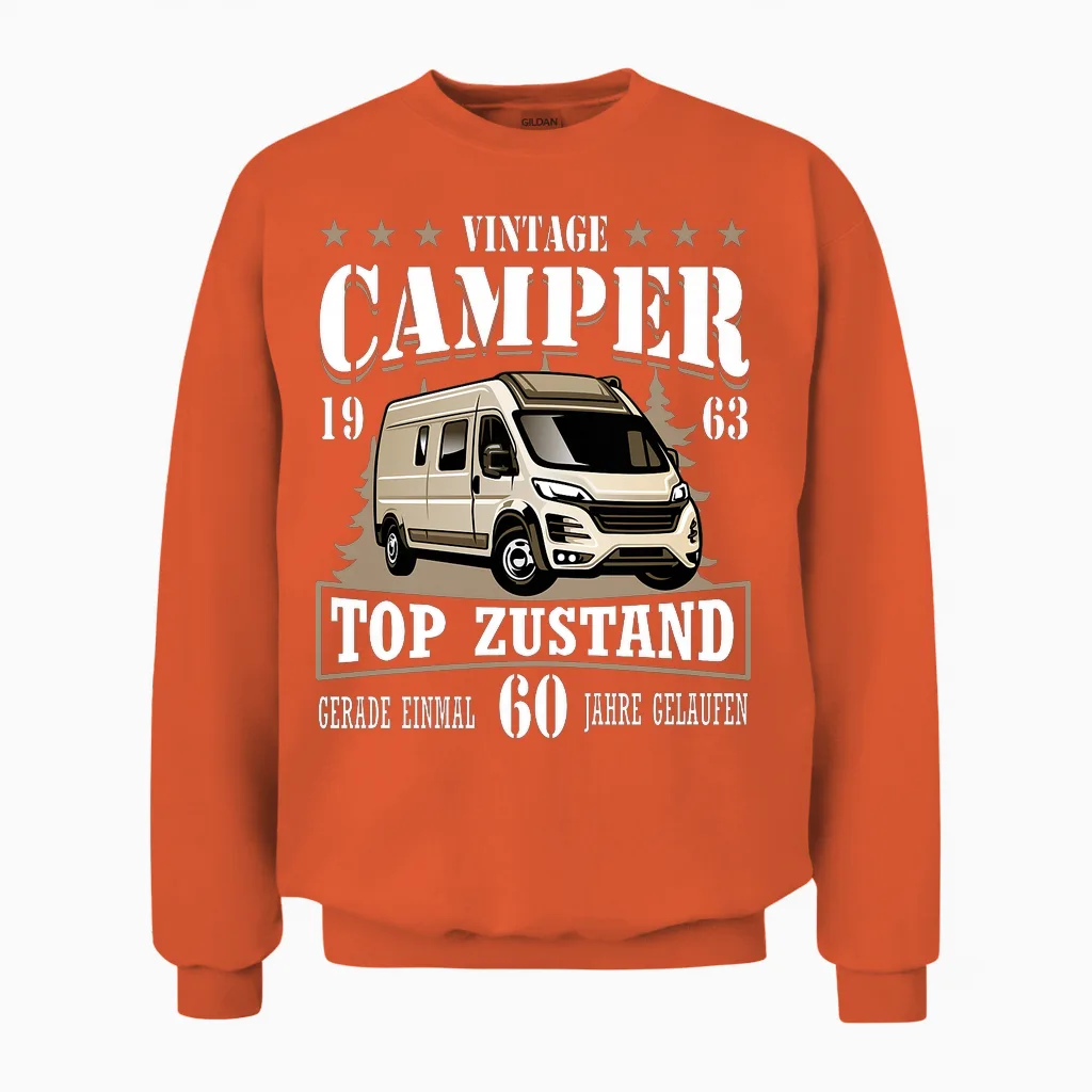 60. Geburtstag Wohnmobil Kastenwagen Camper Camping Unisex Sweatshirt in Orange
