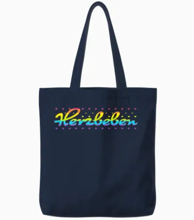 Herzbeben - Liebe, Gefühl, Regenbogen, Liebe, Herz Tote Bags - Navy