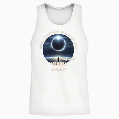 Viseu, Portugal Great European Solar Eclipse 2026 Manche Longue Unisex Tank Top - White