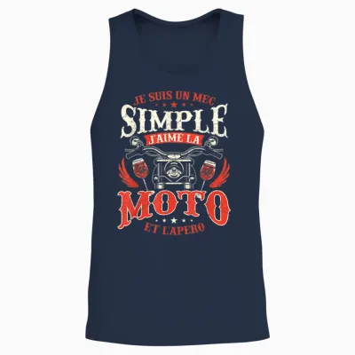 Je Suis Un Guy Simple J'aime La Moto - Biker Motorcycling T-Shirt, Black, S Unisex Tank Top - Navy