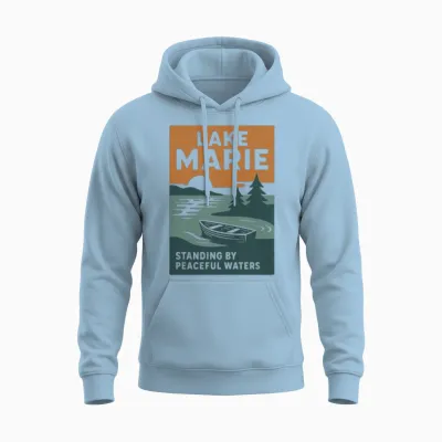 Lake Marie: Standing by Peaceful Waters Unisex Hoodie - Light Blue