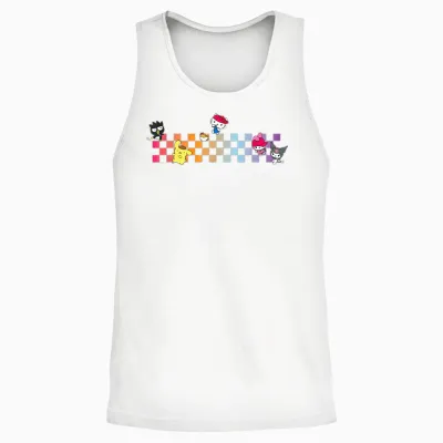 Hello Sanrio Characters Checkerboard Unisex Tank Top - White