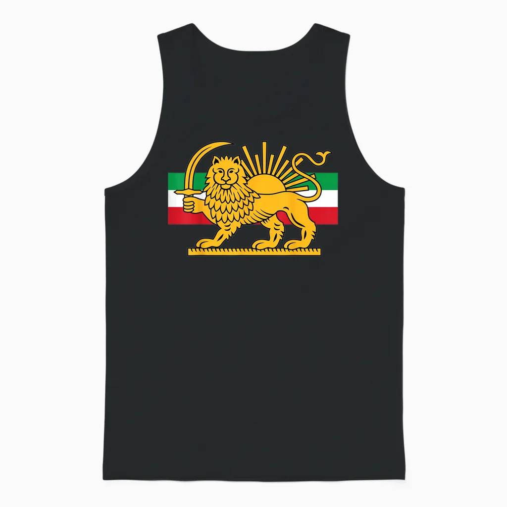 Shir O Khorshid, Lion and Sun Iran, Persia Unisex Tank Top in Black