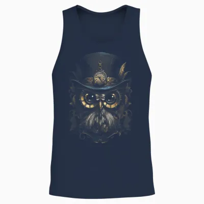 Steampunk Mechanische Eule Viktorianisch Vogel Unisex Tank Top - Navy