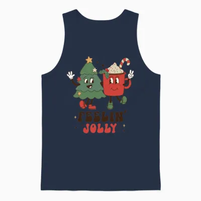 Retro Christmas Unisex Tank Top - Navy
