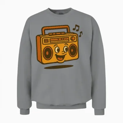 Retro Boombox Smile Unisex Sweatshirt - Sport Grey