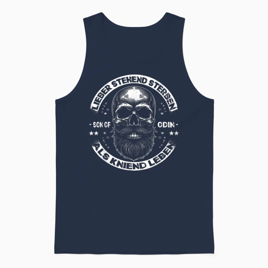 Wikinger Germanen, Lieber Stehend Sterben Als Kniend Leben Unisex Tank Top in Navy