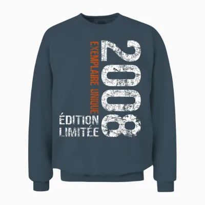 Vintage 2008 Gift 18 Years Boy Birthday Humour Unisex Sweatshirt - Dark Heather