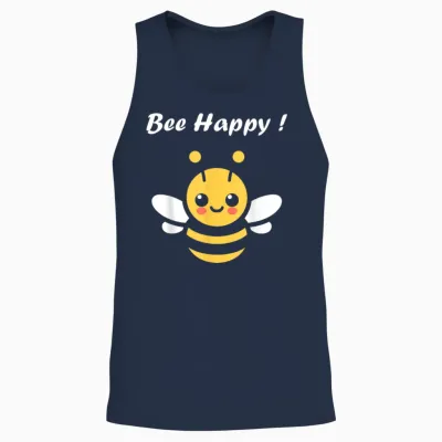 Cute Little Bee Funny Minimalist Bee Happy T-Shirt, Black, S Unisex Tank Top - Navy