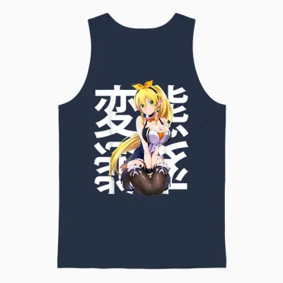Anime Japonais Kawaii Waifu Elf Otaku Manga Cosplay Unisex Tank Top - Navy