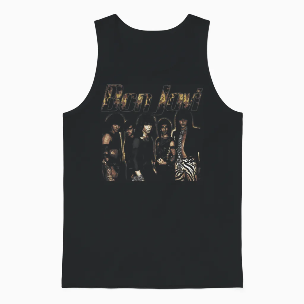 Official Bon Jovi Flames Unisex Tank Top in Black