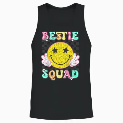 Groovy Bestie Squad Best Friends Matching Girls Boys Unisex Tank Top - Black