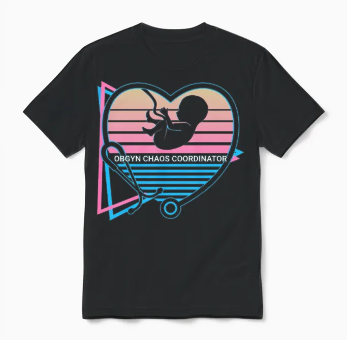 Obgyn Retro Unisex T-Shirt in Black