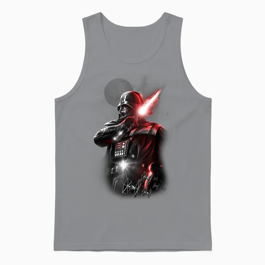 Star Wars Darth Vader Lightsaber Portrait Unisex Tank Top in Sport Grey