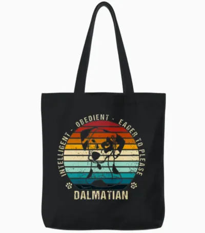 Cute Dalmatian Dog Lovers Retro Dog Tote Bags - Black