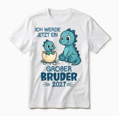 Kinder Kinder Geschwister Dino Ich Werde Ein Großer Bruder 2027 Unisex T-Shirt - White