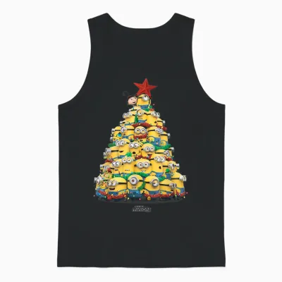 Minions Christmas Tree T-Shirt, Black Unisex Tank Top - Black