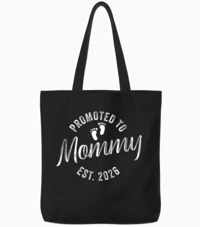 Promoted to Mommy 2026 Tote Bags - Black