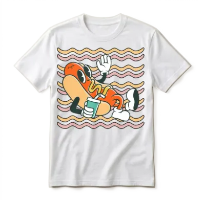 Retro Cool Hot Dog Unisex T-Shirt - White