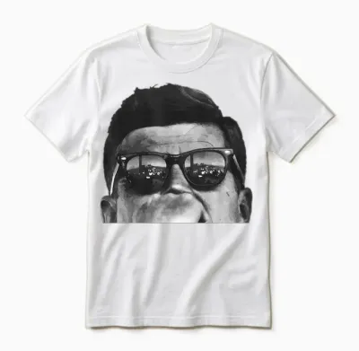 Jfk John F Kennedy with Sunglasses T-Shirt, Black Unisex T-Shirt - White