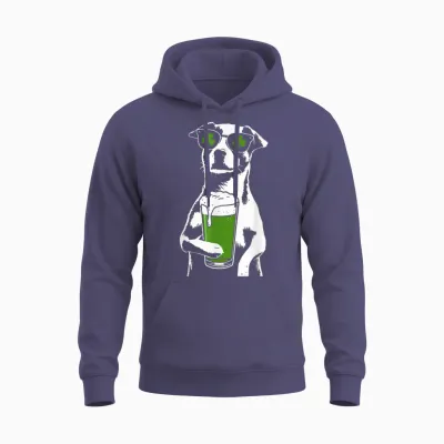 Dog Beer St Patty's Shamrock Funny St. Patrick's Day Unisex Hoodie - Heather Sport Dark Navy