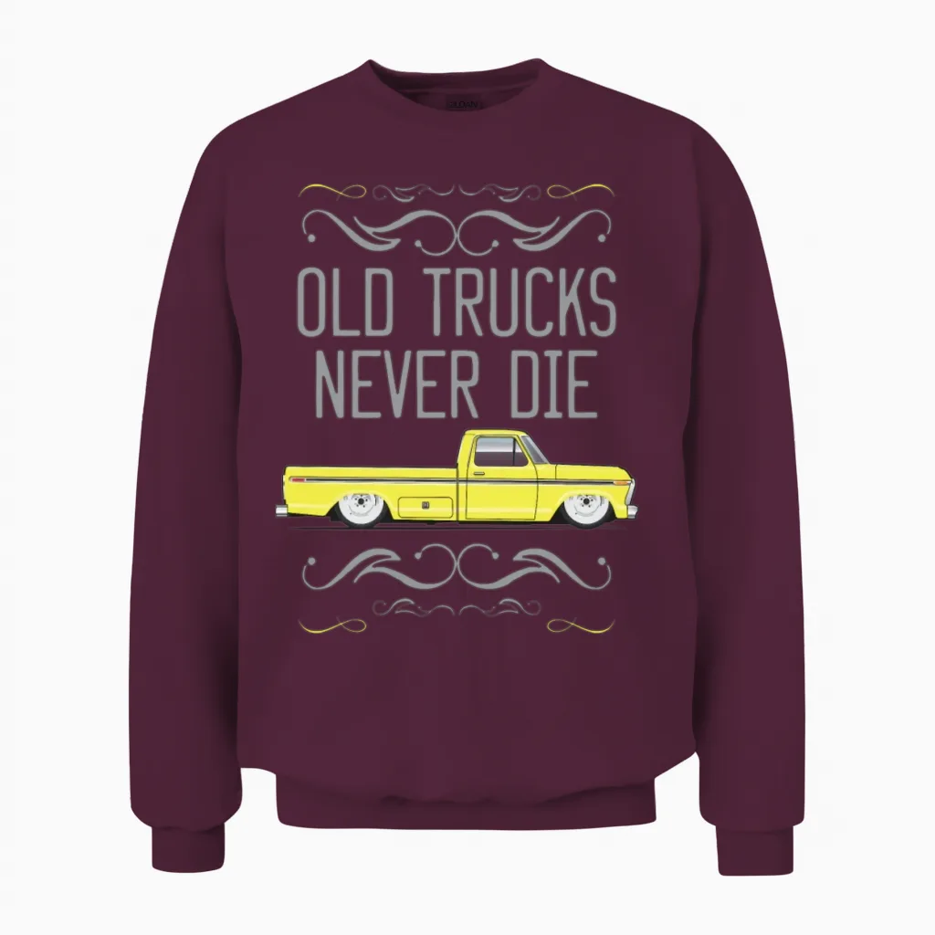 Old Trucks Tampico Yellow Unisex Sweatshirt in Maroon