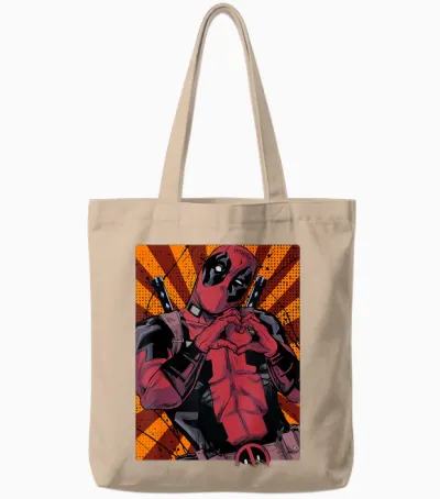 Marvel Deadpool Heart Hands Portrait T-Shirt Small Tote Bags - Natural