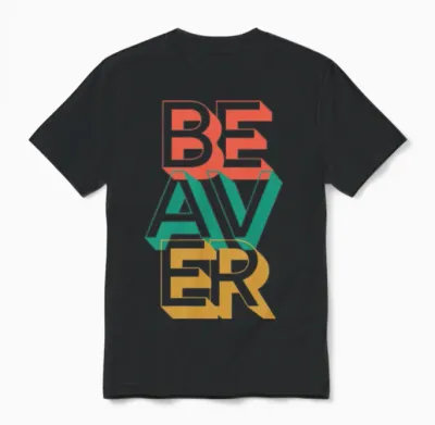 Retro Beaver Unisex T-Shirt - Black