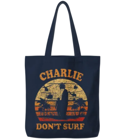 Charlie Does Not Surf in the Military Vietnam War Tote Bags - Navy