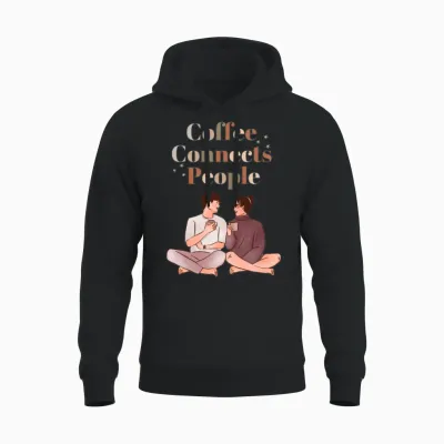 Coffee Connects People on Valentines Day Unisex Hoodie - Black