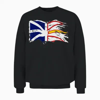 Distressed Waving Nl Flag Cut Unisex Sweatshirt - Black
