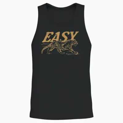 Easy Tiger Vintage Distressed Tiger Trendy Grunge Indie Boho Unisex Tank Top - Black